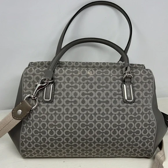 Coach Madeline Madison 25215 Gray Jacquard Leather Satchel Shoulder Crossbody